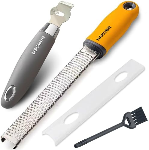 Hamoer Grater Citrus Orange Lime Lemon Slicer with Channel Knife Stainless steel with non-slip rubber handle 2-pcs multi-tool set