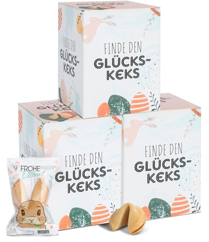 FOOD crew 36x Glückskekse Ostern - Ostersüßigkeiten - Glückskeks Einzeln Verpackt - Glückskekse mit Sprüchen Deutsch - Ostergeschenke - Vegane Süßigkeiten - Ostern Mitgebsel - Ostern Geschenke Kinder