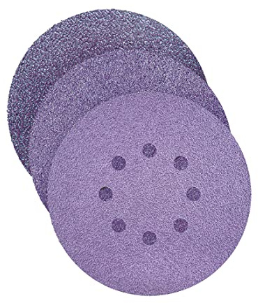 RETOL Dischi abrasivi 150 mm, 8 fori (50 Pz.) G60 | p. levigatrici rotorbitali, miscela di ceramica, supporto a gancio e anello