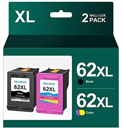 HALLOLUX 62 Druckerpatronen 62 XL Multipack Tintenpatronen Kompatibel für HP 62XL Schwarz und Farbe Patronen für Envy 5540 5544 5545 5548 5640 5646 7640 OfficeJet 200 5740 5742 5744 (2er-Pack)