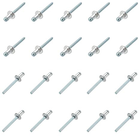 QUARKZMAN 30Pcs Blindnieten 6mm x 20mm Niete mit offenem Ende Silberton | Aluminium/Stahl, Für Metall und Kunststoff und Leder