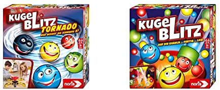 Noris 606064680 Kugelblitz Tornado - Kinderspiel ab 5 Jahre - für 2-4 Spieler & 606064480 Kugelblitz, das blitzschnelle Actionspiel mit Lerneffekt in verschiedenen Spielvarianten