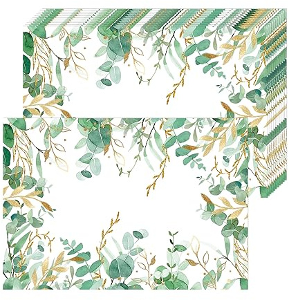 Juego de 50 manteles Individuales de Papel con eucalipto, manteles Individuales Desechables Hojas, 40 x 28 cm, para Festival, Fiesta, Cocina, Mesa