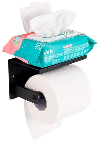 Portarrollos Papel Higiénico, Soporte para el Papel Higiénico, Porta Rollos de Papel Higiénico Negro, Soporte Rollo Papel Higiénico, Portarrollos Papel Higiénico Adhesivo