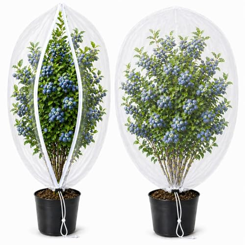 Homoda Fruit Tree Netting Cover with Zipper & Drawstring, 2 Packs 4ft x 4ft Insect Bird Barrier Netting for Garden Protection, Ultra Fine Mesh Garden Netting