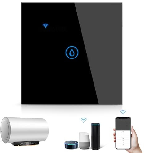 Smart WiFi Water Heater Timer, 40A 8000W Boiler, Touch Wall Mount, Life App Remote, Alexa & Google Assistant Compatible