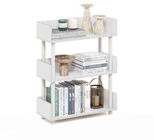 FURINNO Turn-N-Tube Estante De Exhibición De 3 Niveles, con Estantes De Almacenamiento Y Estantería para Libros con Esquinas Redondeadas, para Organización En Sala De Estar U Oficina En Casa, Blanco