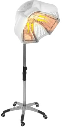 BAIODNB Professional Hair Hood Dryer Standing, Adjustable Standing Hair Perming Bonnet with Wheels Salon Hair Steame, Sit Under Hair Dryer for Home & Salon Use (White)