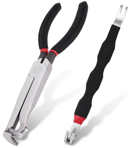 Ainiv 2PCS Electrical Disconnect Pliers Set, Carbon Steel with Anti-Slip Handle, Car Electrical Disconnect Plier and Electricals Connector Separator Tool for Fuel Line Hose and Push-Tab Plugs