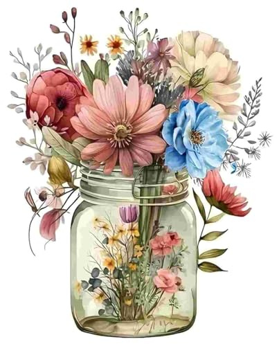 Daisen Art Peinture Numero Adulte, DIY Peinture Par Numero Adulte, Peinture Acrylique pour Adultes Enfants débutants Facile sur Toile Peinture Numero avec peintures et pinceaux, Fleur 40×50 cm