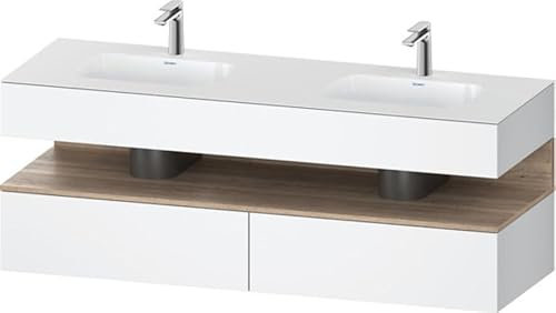 Duravit Qatego lavabo encastré avec meuble sous-lavabo en console, 1600x550x600mm, niche en chêne mamelonné, lavabo double, QA4797055180000, Couleur: blanc