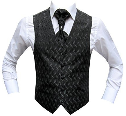 MMUGA Hochzeitswesten Set mit Plastron Schwarz 60
