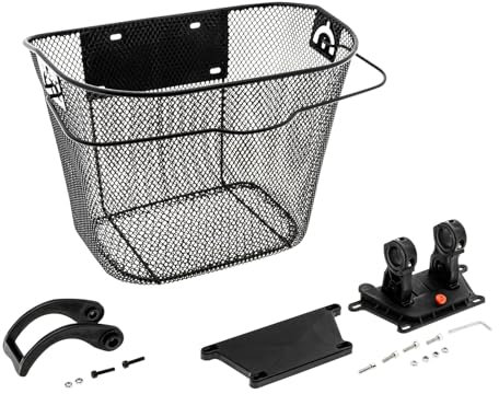 Gravidus Fahrradkorb Lenkerkorb mit Klicksystem, abnehmbar und robust, 10 kg Tragkraft, 34x25x26 cm, Metall/Kunststoff, wetterfest, Tragegriff, vorne am Lenker