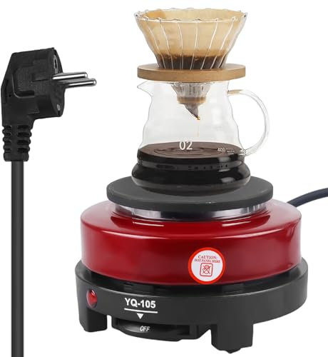 GOMETY Kochplatte Elektrische aus Gusseisen&Edelstahl, 5 Brennstufen 220V Kleine Herdplatte 500W Kochplatte Einzeln Mini Einzelkochplatte Küche Heizplatte für Haushalt, Camping, Espressokocher, Büro