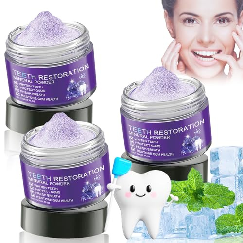 Teeth Restoration Poudre Minérale 50g, Poudre Minérale de Restauration des Dents, Poudre Minérale de Restauration Dentaire, Poudre Minérale Dentaire, Protéger Dents, Une Haleine Fraîche (3 Pièces)