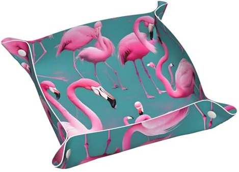 Phayah A Flock of Flamingos - Vassoio in pelle per comodino, comodino, chiavi, telefono, portafoglio, occhiali da sole, gioielli