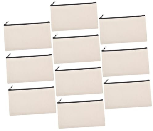 EXCEART Canvas-Make-up-Tasche Mit Reißverschluss 10 Stück Blanko Federmäppchen Wärmeübertragung Canvas-Tasche Basteln Reißverschlusstasche Für Unterwegs