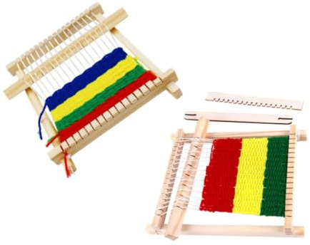 VILLCASE Kinder Selbstgemacht Webstuhl Spielzeug 2 Satz Holz Webmaschine Spielzeug Pädagogisch Handlich Sicher Für Feinmotorische