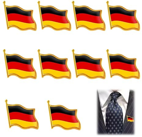 HAFRILY 10 Stück Deutschland Flaggen Anstecker - Nationales Abzeichen Badge für Deutschland Flagge Anstecker Pin - Flip Collar Pins - Langlebig und Farbecht