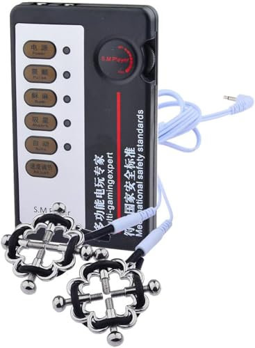 Electric Shock Nipple Clamps Chain,Upgrade Nipple Toy Nipple Clamps Adjustable BDSM for Exciting Sexual Pleasure Yoga Sweater Adult Sex Toys Black