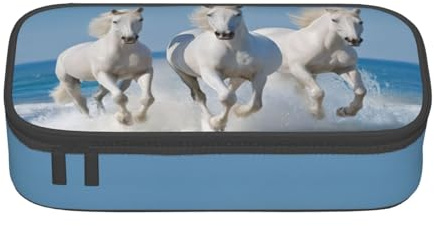 XKBFKLKMC Trousse à crayons avec impression 3D - Grande capacité - Avec compartiments - Pour l'école, la papeterie - Pour filles, garçons, étudiants, Chevaux au galop, Taille unique, Cartable