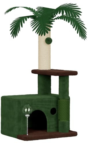 Dogat Cat Tree Tower 90cm for Indoor Cat Climbing Frame with Scratching Post, Hideout & Interactive Toy (Green)