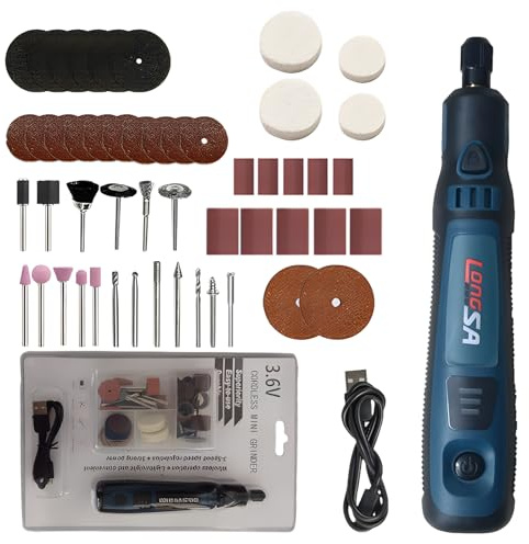 Utensile multifunzione con batteria per incisione, mini strumento rotativo con 50 accessori, 3 velocità di rotazione per incisione, penna elettrica per forare, incisione, lucidatura, levigatura