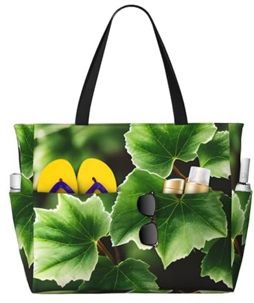 OAZCVBNN Sac réutilisable avec imprimé de fleurs de lierre - Élégant - Léger - Pour les vacances, le pique-nique, la gym, le camping - Utilisation polyvalente