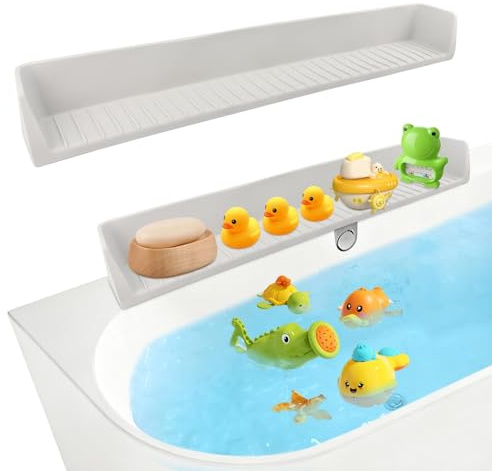 Bathtub Splash Guard for Tub,Silicone Tub Water Splash Guard for Bathtub with 11 Suction Cups,Silicone Tub Splashs Guards Preven t Water Spills in Bathroom(White,Size:31.1*4.13*3.35inch)