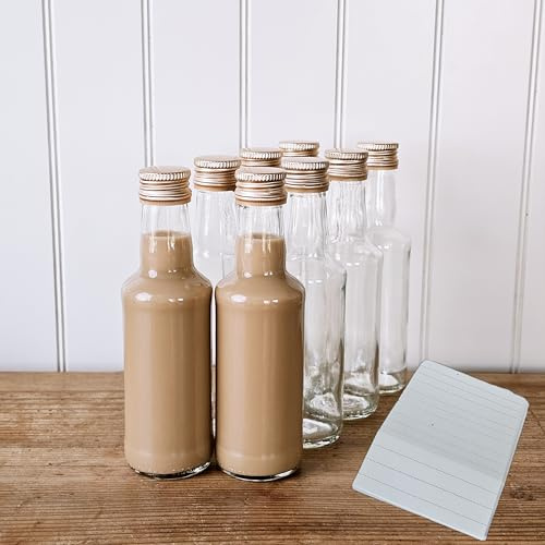 OOPS TOYS Glasflaschen zum Befüllen 200ml mit Deckel – Schnapsflaschen Likörflaschen mit Schraubverschluss – Glas Flaschen für Hochzeit, Party, Spirituosen, Likör, Öl, Essig, DIY (48 Stk)