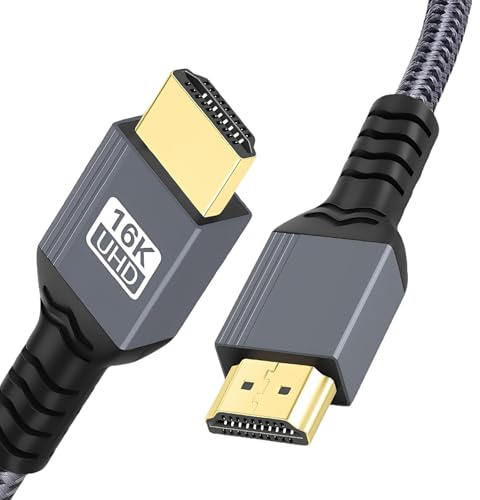 16k Hdmi 2.2,2 M,96 Gbit/S Haute Vitesse Cable Hdmi,Cable Displayport,16k@60Hz,8k@240Hz,4k@480Hz,Earc,Hdr10+,Dolby Atmos/Vision,Compatible Avec Ps4 // Téléviseur/Pc Gaming/Moniteur/Projecteur