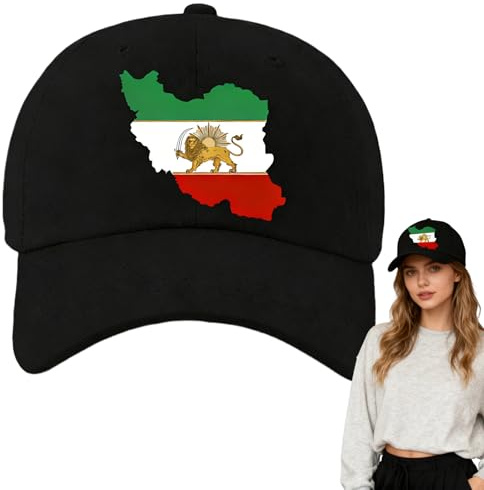 Yplkm Iran Flagge Hut - Atmungsaktive Kopfbedeckung Mit UV-Schutz - Antikes Löwen-Sonnen-Muster Mit Gebogener Krempe Design Iranisches Partyzubehör - Für Männer Und Frauen, Erwachsene, Familien, Väter