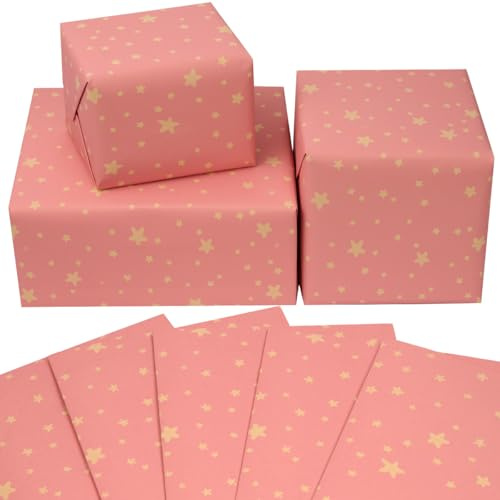 5 hojas de papel de regalo rosa de 50 x 70 cm, papel de regalo reciclable para cumpleaños, bodas y decoraciones navideñas