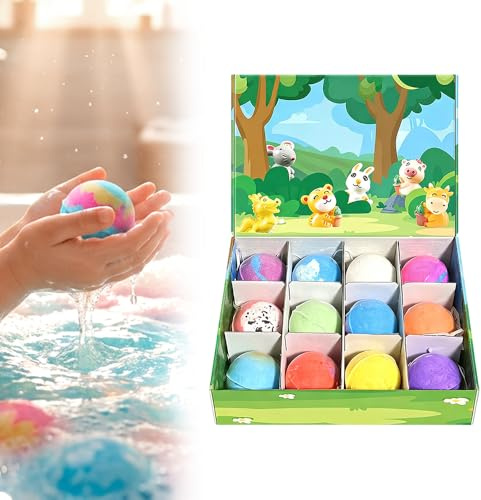 12 Stück Bath Bomb Gift Set, 2026 Neu Badebomben Geschenk, Badekugeln mit überraschung Badebomben, Badebom mit Überraschung für Mädchen und Jungen Frauen,Schaumbad (B)
