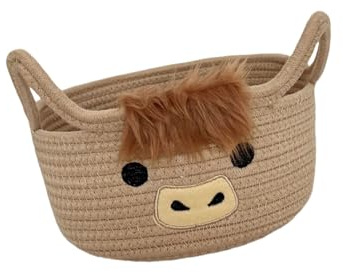 Tsynapter Fascinante cesta de almacenamiento de tela con estampado de vacas, ideal para guardar mandos a distancia, revistas y más, caja de decoración del hogar de 22 x 12 cm