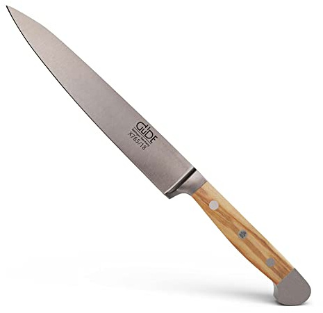 GÜDE Solingen - Filiermesser geschmiedet, 18 cm, Olivenholz, ALPHA OLIVE, Doppelkropf, Handmade Germany