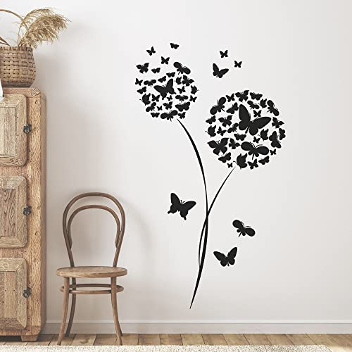 GRAZDesign Wandtattoo Pusteblume Schmetterlinge - 53x30cm / 070 schwarz