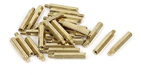 sourcing map 25 Stück M4 x30+6mm Innengewinde Messing Sechskant Bolzen Abstands Mutter