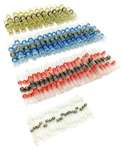 Sopoby Lötverbinder, 4 Verschiedene Größen Schrumpfverbinder Stoßverbinder Quetschverbinder Kabelverbinder,50 pcs Lötverbinder Set Sortiment