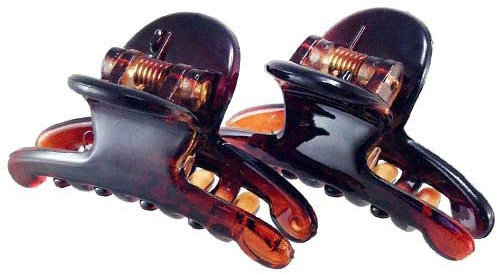 K302 – 003 – Lot 2 pinces pour cheveux fins - Dimension : 4 cm - Couleur : marron, façon écailles de tortue