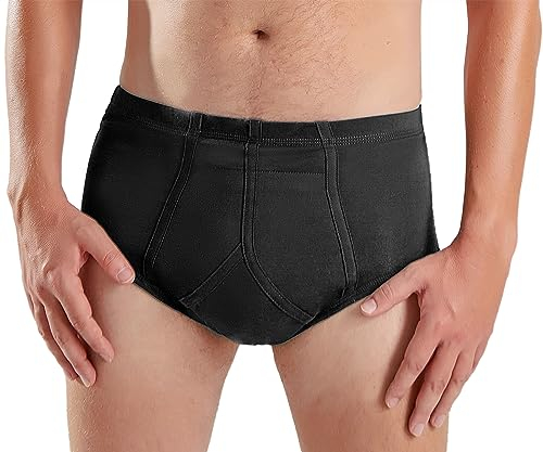 Carer Slip Uomo per Incontinenza, Riutilizzabili e Lavabili in Cotone con Cuscinetto Assorbente 200 ml Anti-perdita per Uso Quotidiano Viaggi e Post-operatorio Nero Taglia M