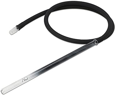 AO® Shisha Glasmundstück-Set Liner XL Round | Set: Glasmundstück + Schlauchanschluss 18/8 Schliff + Soft-Touch Silikonschlauch | Farblich optimal, äußerst langlebig & pflegeleicht! (Schwarz)