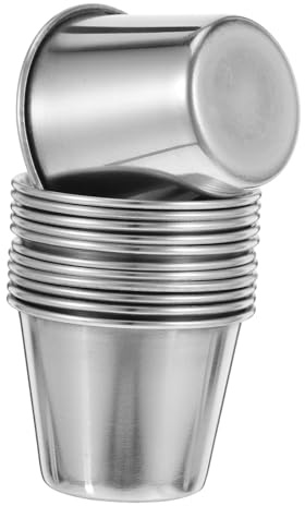 NUOBESTY 12pcs Stainless Steel Shot Glasses Mini Dipping Sauce Cups Small Drinking Tumblers for Travel Camp Barware Vessel (45ml)