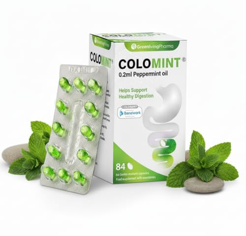 Colomint Peppermint Oil Capsules – Natural IBS Relief & Bloating Relief – 84 Gastro-Resistant Peppermint Capsules (0.2ml) – IBS Supplements for Digestive Comfort – Sealed Blister Strips
