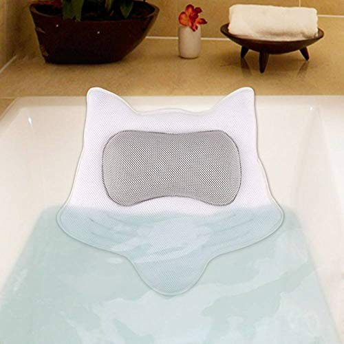 HAIBI Badewannenkissen, 3D Fox Modelle Mesh Bad Kissen Weiche Spa Kopfstütze Badewanne Kissen Mit Rückenlehne Saugnapf Hals Kissen