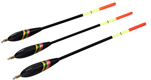 Lackierte Balsaholz Angelposen Waggler 3er Set, 3 PCS | Schwimmer-Set mit unterschiedlichen Tragkräften für präzise Bissanzeige, Balsaholz und Kupfer, Schwimmkörper für Fluss