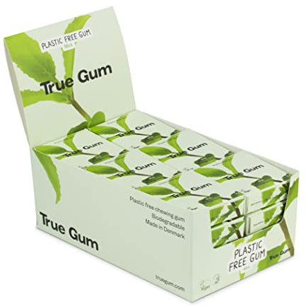True Gum 24er Display: MINZE | Plastikfreier Kaugummi | Biologisch Abbaubar | Vegan | 24 x 21 g, 504 g