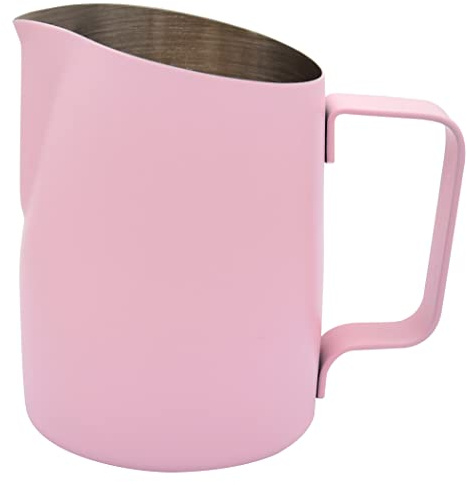 Dianoo Pichet à vapeur pour expresso, pichet à mousse de lait en acier inoxydable, tasse à café latte art 420 ml Rose