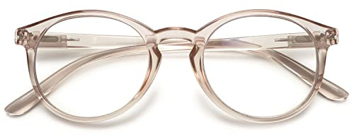 KOOSUFA Mode Anti Blaulicht Lesebrille Runde Federscharnier Damen Herren | Blaulichtschutz, Komfort, Modern Retro-Optik, Vollrand, PC-Rahmen, Harzlinsen, Mehrere Farboptionen, 0.0 bis 4.0x