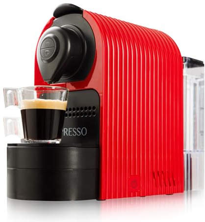Mixpresso Red Espresso Coffee Machine – Compact 1400W Single Serve Coffee Maker Compatible with Nespresso OriginalLine Capsules, One-Touch Operation, 19-Bar Italian Pump, 27oz Water Tank